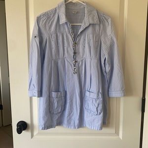 Free people blue striped popover